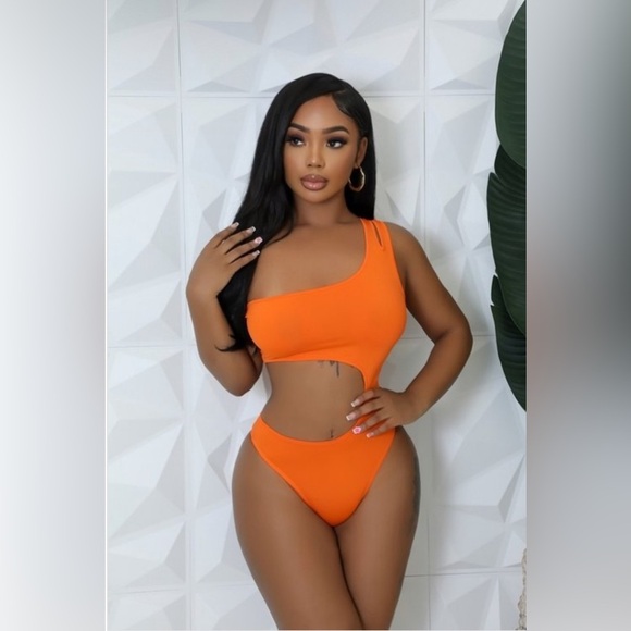 Women’s Orange 2-Piece Bodysuit Multi Color Design Leggings Pants - Picture 6 of 17